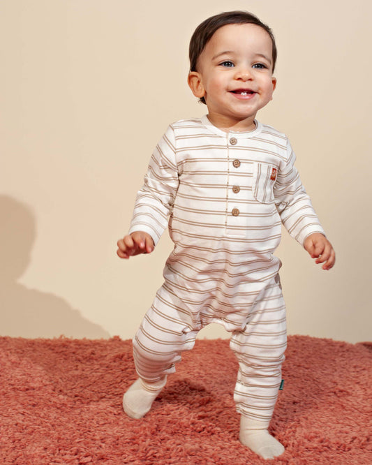Beige gestreept boxpak | Striped