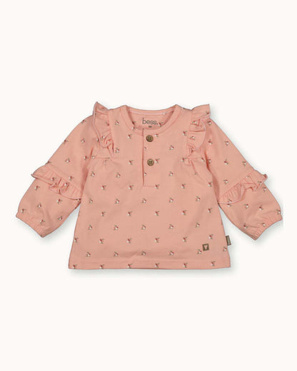 Shirt l.sl. Ruffles Flowers | Powder Pink