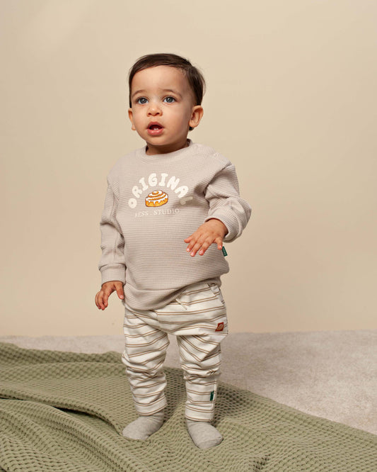 Beige gestreept gestreepte broek | Striped