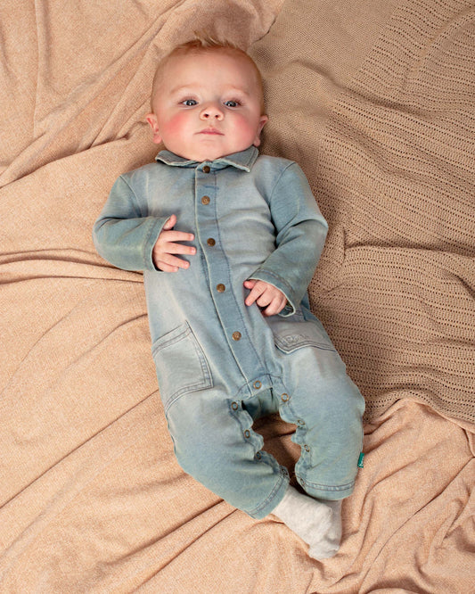 Denimblauw boxpak | Stone Wash