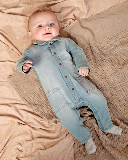 Denimblauw boxpak | Stone Wash