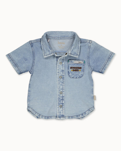Lichtblauw T-shirt | Stone Wash