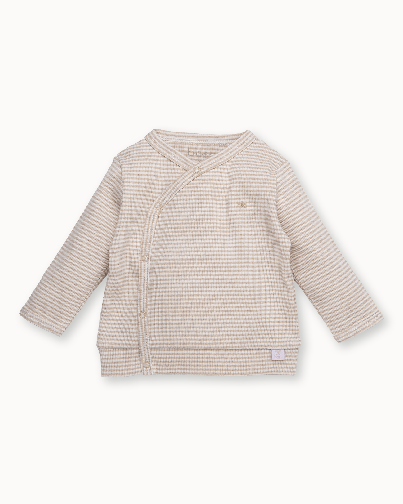 Beige overslagvest | Pinstripe Sand