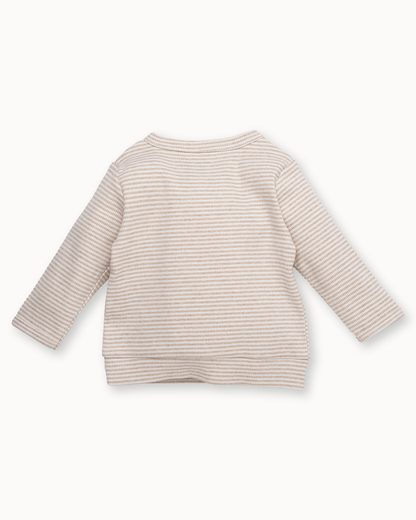 Beige overslagvest | Pinstripe Sand