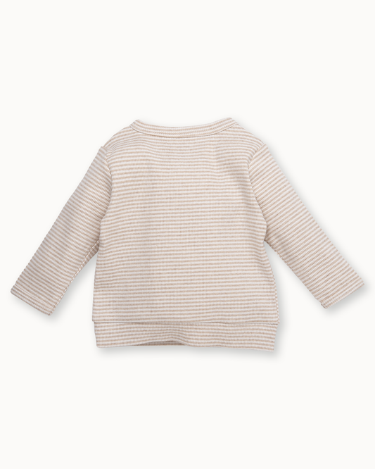 Beige overslagvest | Pinstripe Sand